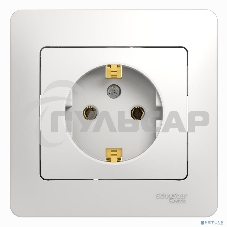Розетка 1-м СП Glossa 16А с заземл. в сборе бел. SchE GSL000142