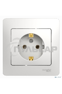 Розетка 1-м СП Glossa 16А с заземл. в сборе бел. SchE GSL000142