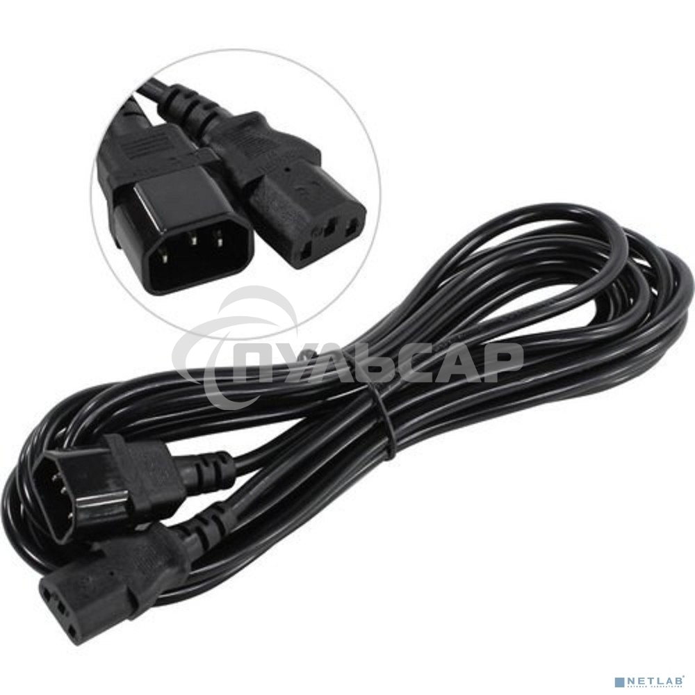 Кабель монитор-компьютер (UPS->уст-во) ExeGate Power EC-5P (С13->С14) VDE-250V-3*1,00-CU, 10A, 5м