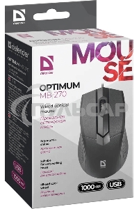 Мышь проводная Defender Optimum MB-270 черный, 1000 dpi, USB, кнопки - 3