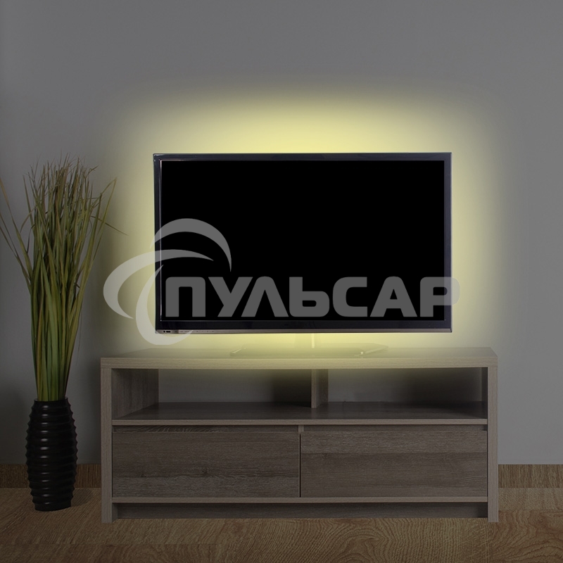 Лента светодиодная с USB коннектором 5 В, 8 мм, IP65, SMD 2835, 60 LED/m, цвет свечения теплый белый (3000 K)