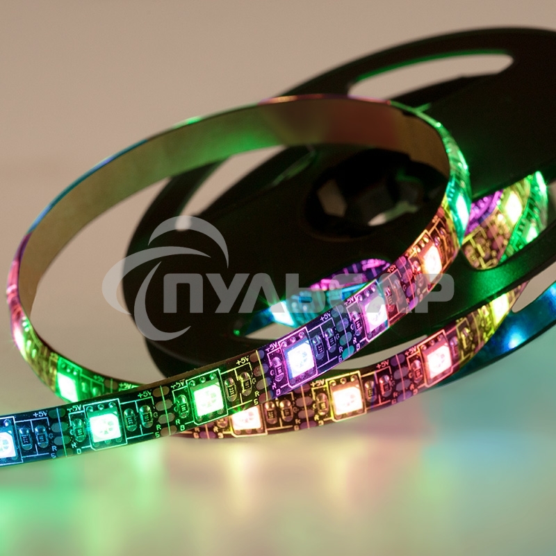 Лента светодиодная с USB коннектором 5 В, 10 мм, IP65, SMD 5050, 60 LED/m, цвет свечения RGB