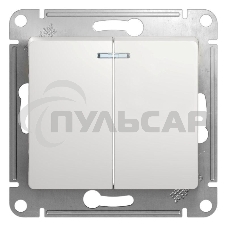 Механизм выключателя 2-кл. СП GLOSSA 10А IP20 10AX с подсветкой бел. SchE GSL000153