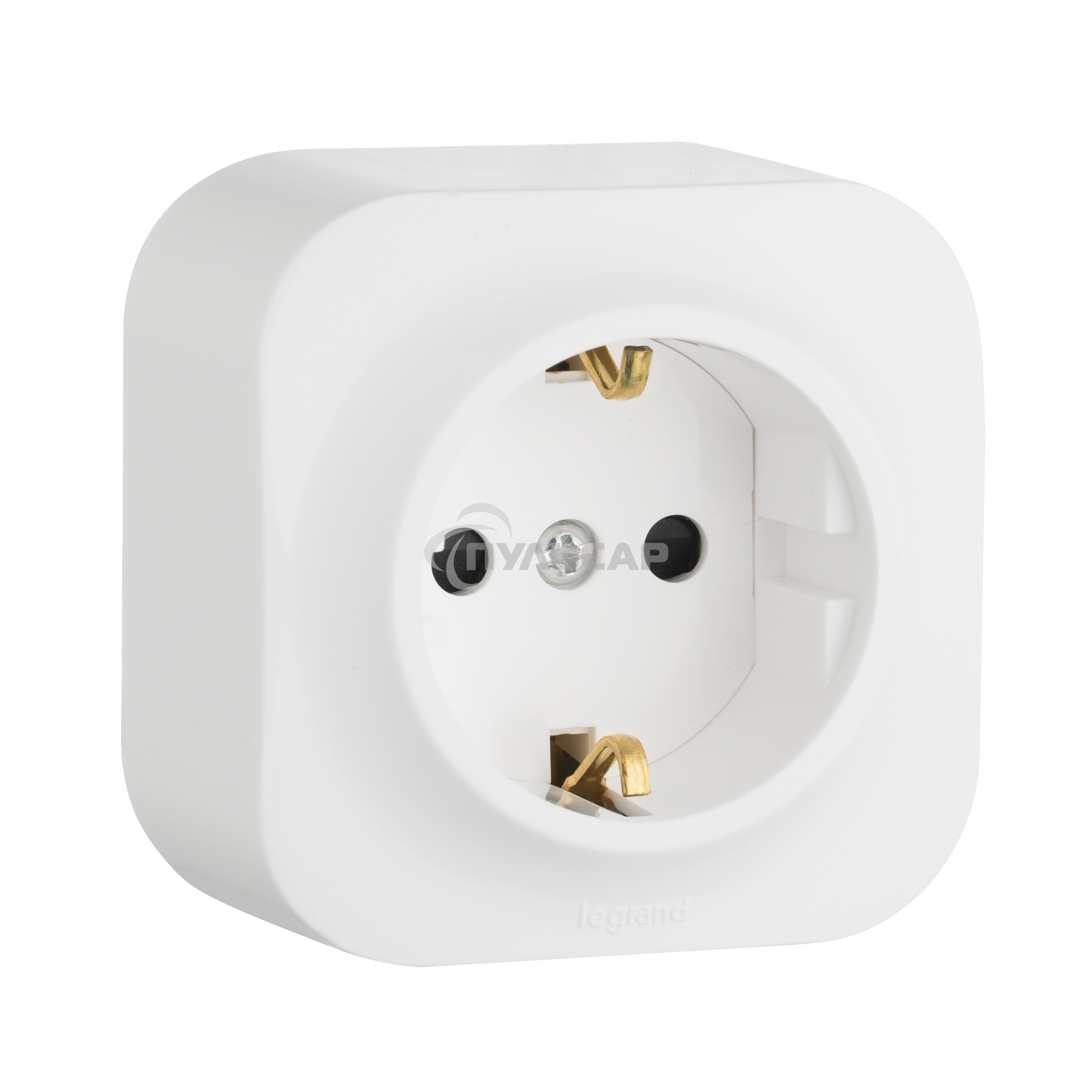 Розетка с заземлением с защитными шторками (Белая) Legrand 782220