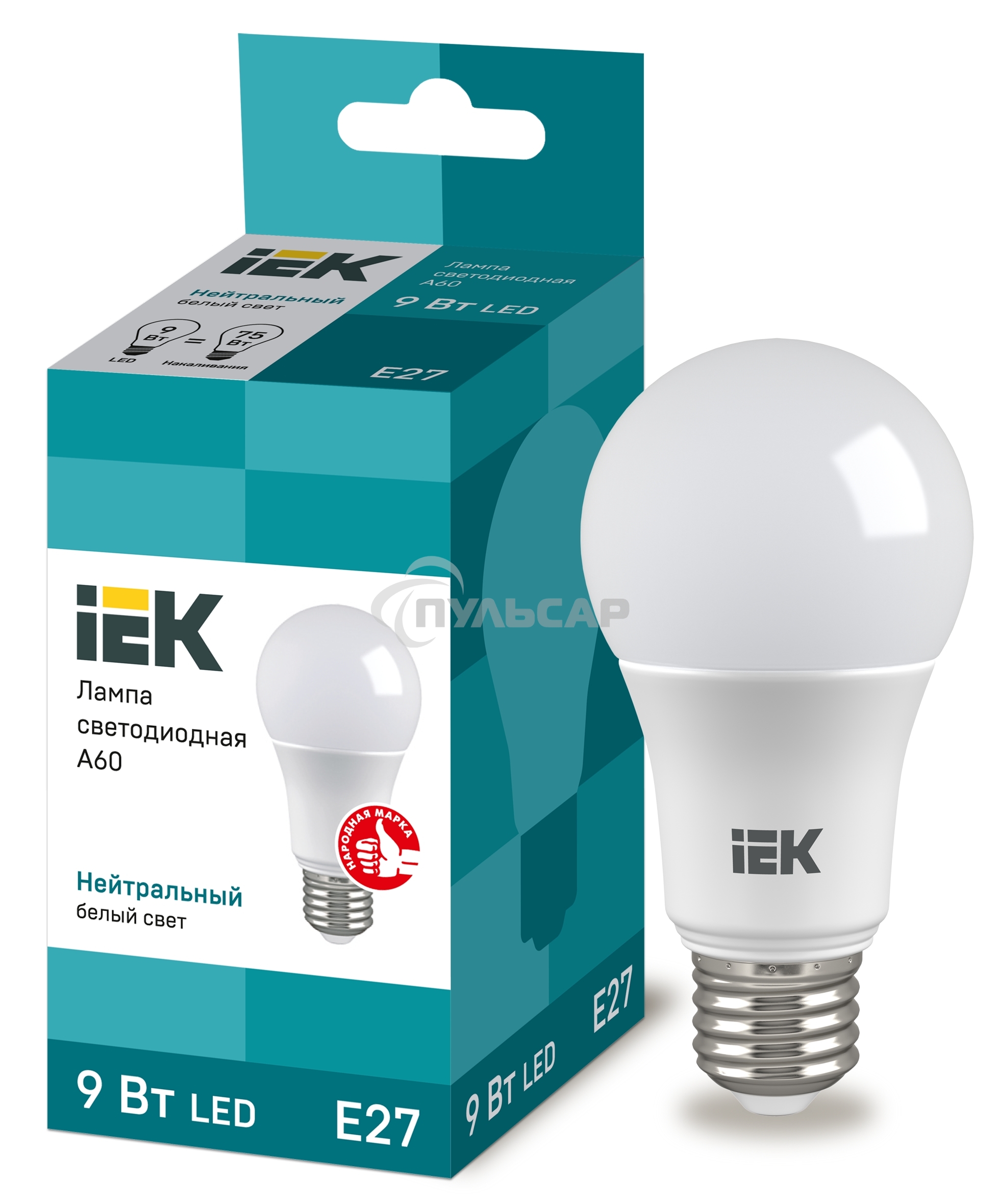 Лампа cветодиодная Iek LLE-A60-9-230-40-E27 ECO A60 шар 9Вт 230В 4000К E27 IEK