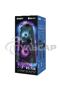 Колонка АС Sven PS-750, черный (80 Вт, TWS, Bluetooth, FM, USB, microSD, LED-дисплей, 2х4400мА*ч)
