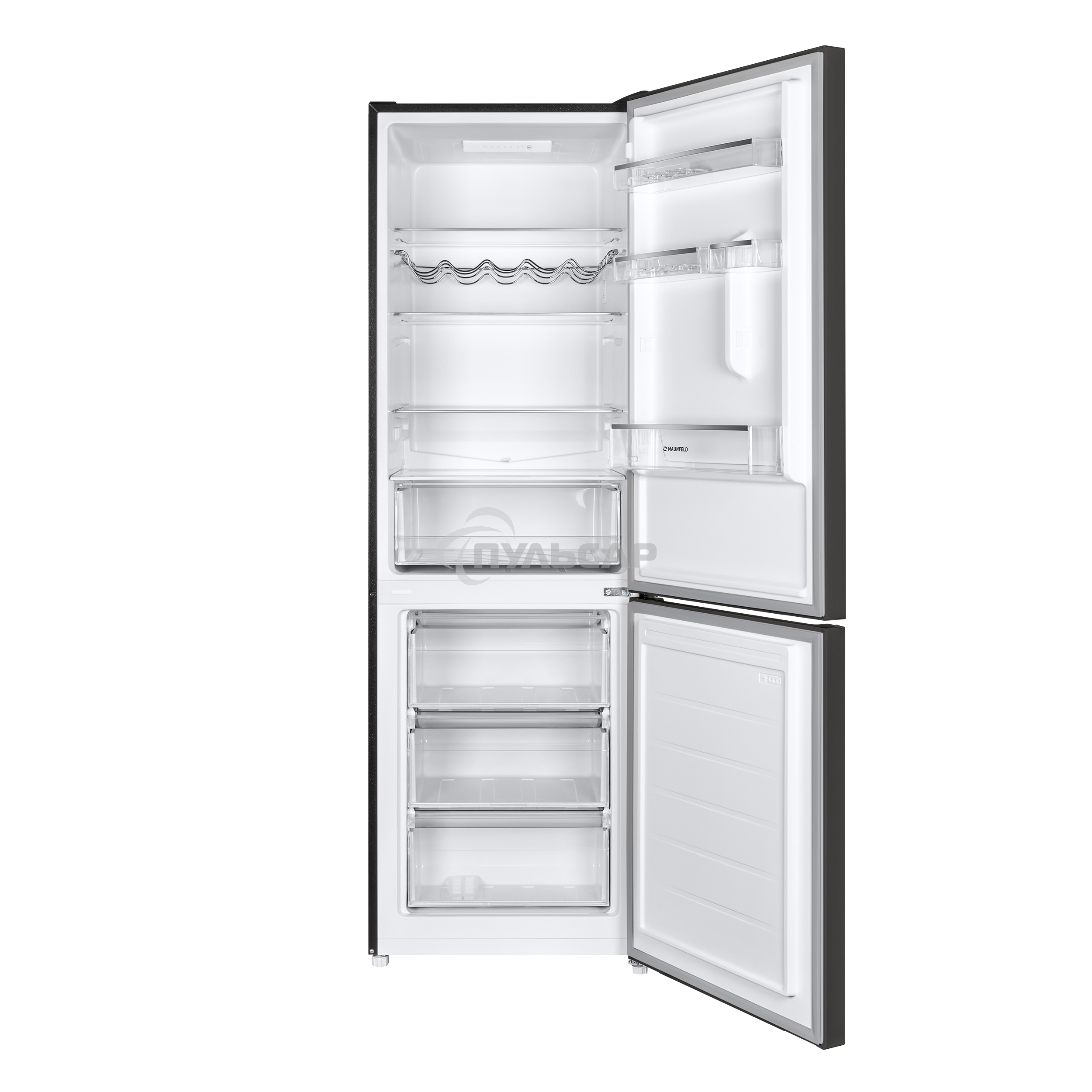 Холодильник Maunfeld MFF185SFSB черный мат. двухкамерный 211/104л морозилка снизу