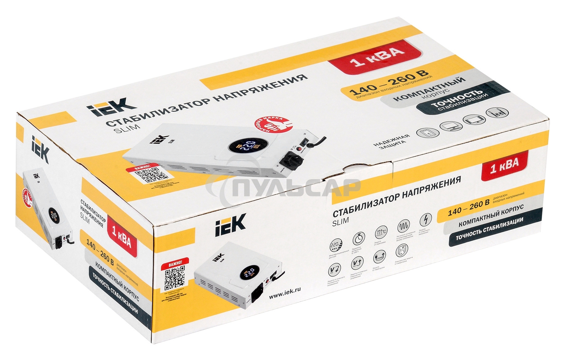 Стабилизатор напряжения настенный SLIM 1кВА Iek IIVS22-1-001-09