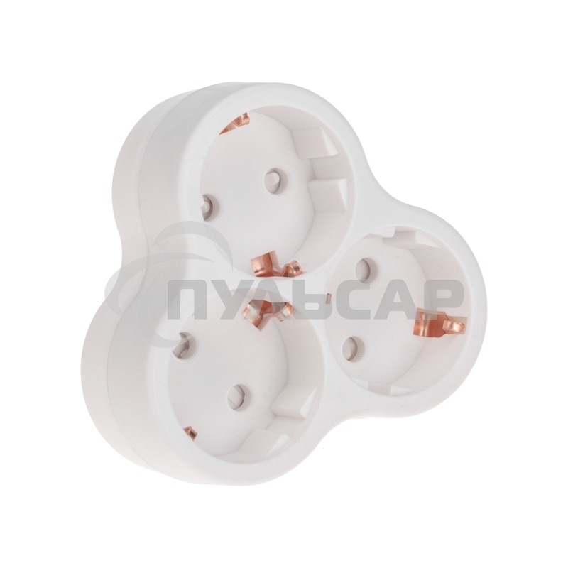 Тройник электрический пирамида 16 А с заземлением белый Rexant