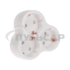 Тройник электрический пирамида 16 А с заземлением белый Rexant