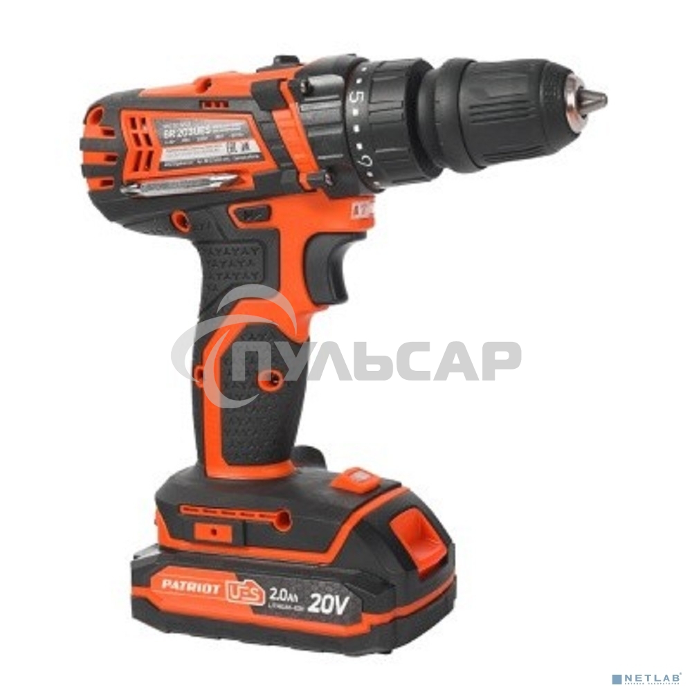Дрель-шуруповерт Patriot BR 203UES, Аккумуляторная, 20В, 2 АКБ, Кейс