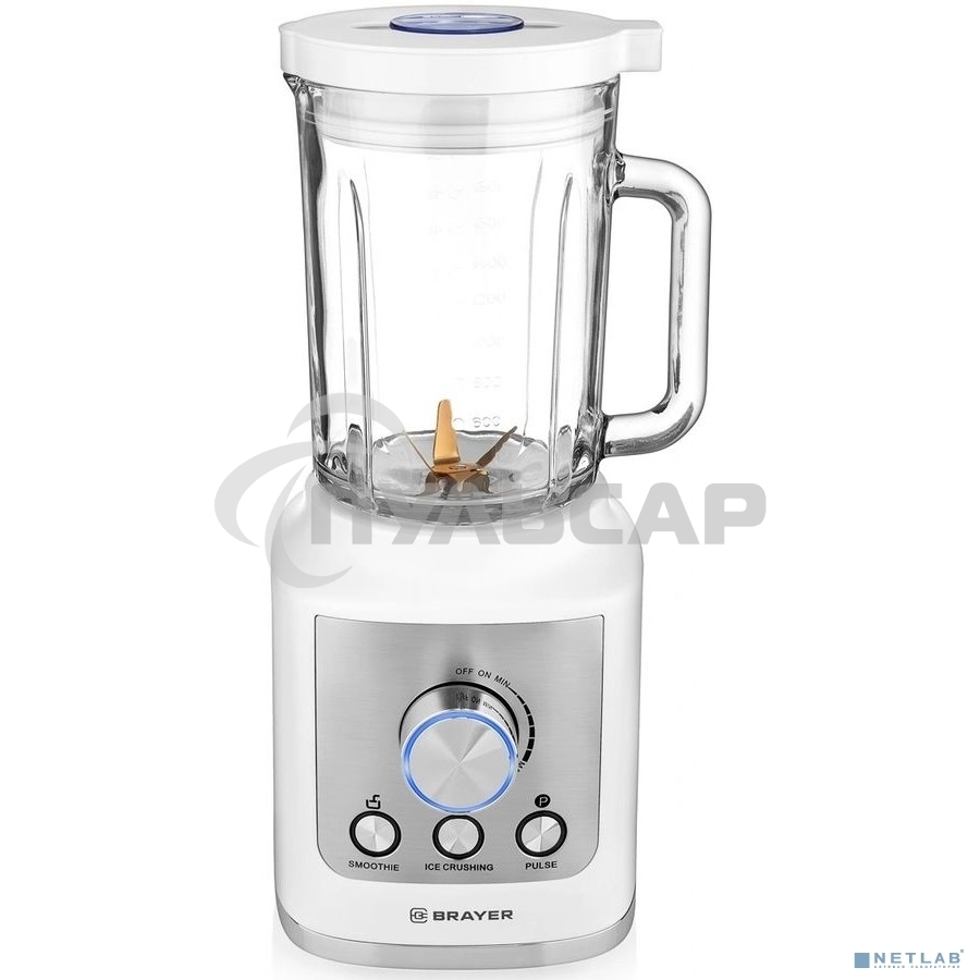 Блендер стационарный BRAYER, 1600 Вт, стекл., 1,8 л, 6 титан. ножей, импульс, колка льда BR1200WH