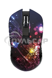 Мышь беспроводная Qumo Fractal M25 черный, 1600 dpi, радиоканал, USB, кнопки - 4