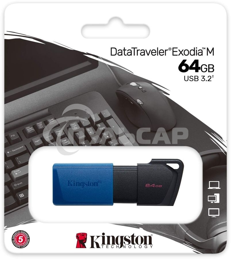 Флешка USB R/W Kingston 64 Gb DataTraveler Exodia M DTXM/64 Gb USB 3.0 черный/синий