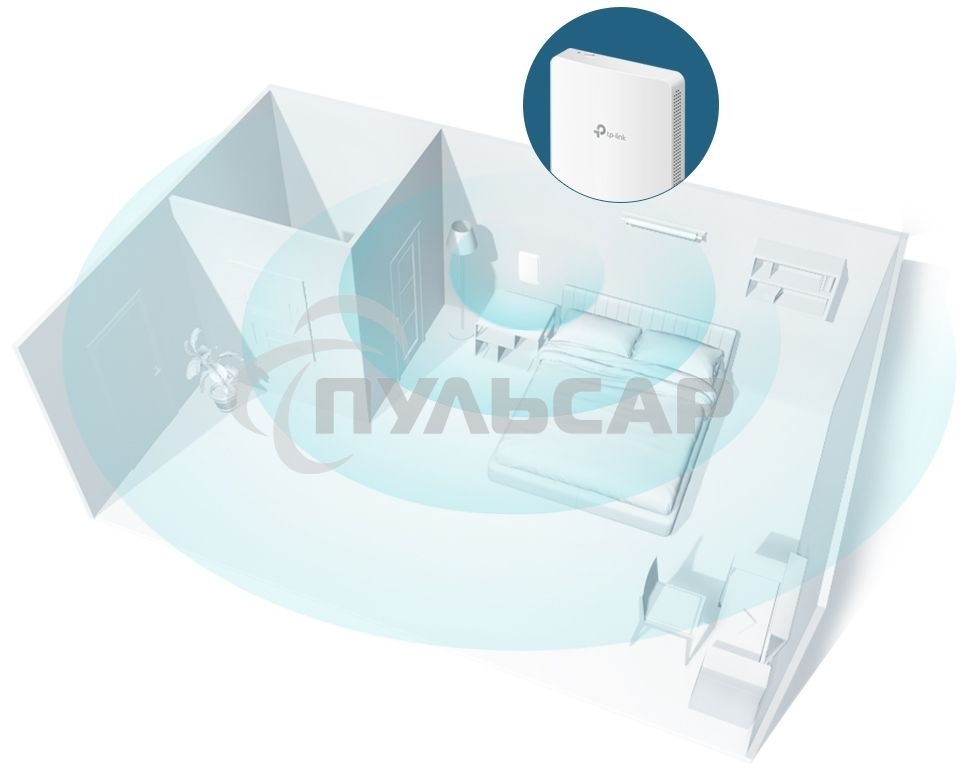 Точка доступа TP-Link AC1200 dual band wall-plate access point, 866Mbps at 5GHz and 300Mbps at 2.4G, 4 Giga LAN port