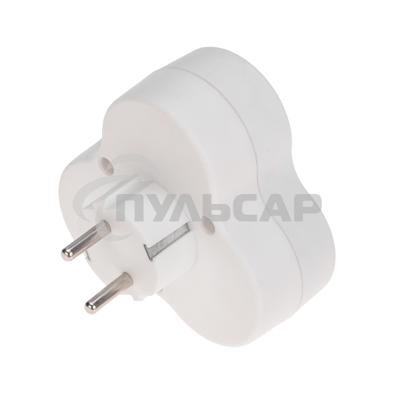 Тройник электрический пирамида 16 А с заземлением белый Rexant