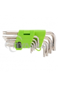 Набор ключей имбусовых Tamper-Torx, 9 шт., TT10-TТ50, 45x, закаленные, короткие, никель Сибртех