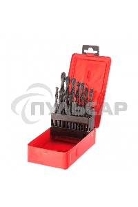 Набор сверл по металлу, 1-10 мм (через 0,5 мм, 3,2, 4,8 мм), HSS, 21шт, мет.бокс, цилин.хв. Sparta