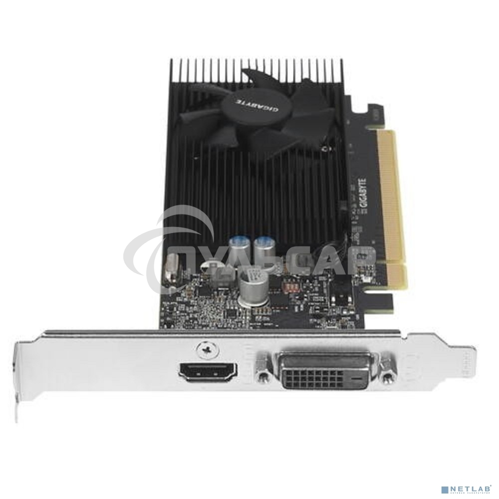 Видеокарта Gigabyte GV-N1030D4-2GL NVidia GeForce GT 1030, 2Gb DDR4/64-bit, PCI-Ex16 3.0, DVI-Dx1, HDMI2.0bx1, LP, 2-slot cooler, Retail