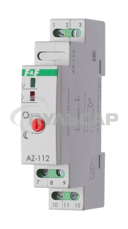 Фотореле AZ-112 (выносной герметичный фотодатчик монтаж на DIN-рейке 1 модуль 230В 16А) F&F EA01.001.013