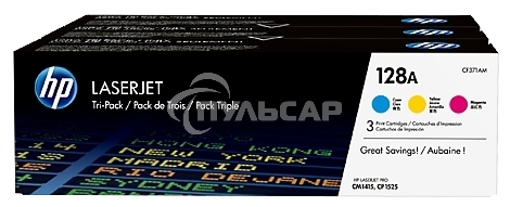 Картридж лазерный комплект HP CF371AM голубой/пурпурный/желтый для LaserJet PRO CP1525N/CP1525NW (3 х 1300)