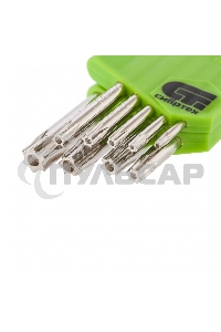 Набор ключей имбусовых Tamper-Torx, 9 шт., TT10-TТ50, 45x, закаленные, короткие, никель Сибртех