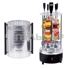 Электрошашлычница Galaxy Line GL 2610, серый, 1000 Вт, 5 шампуров из высококачественной нержавеющей стали, автоматическое вращение шампуров на 360°, долговечный керамический нагревательный элемент, защитный кожух из пищевого алюминия