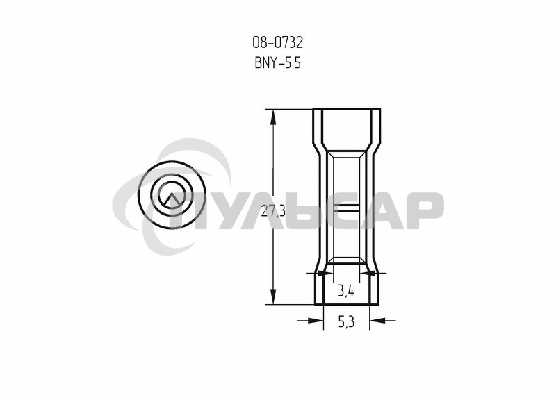Соединительная гильза изолированная L-27.3 мм нейлон 4-6 мм² (ГСИ(н) 6.0/ГСИ-н 4,0-6,0) желтая Rexant