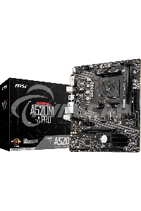 Материнская плата MSI A520M-A PRO, AM4, AMD A520, 2xDDR4, 4xSATA, 1xM.2, 1xPCIe 3.0 x16, 1xDVI-D, 1xHDMI, 1x 1Gb LAN, 2xUSB 2.0, 4xUSB 3.2 Gen 1, 3x3.5 мм, 7.1, mATX