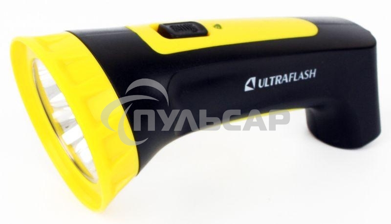 Фонарь LED 3804M (аккум. 220В черный/жел. 4 LED SLA пласт. коробка) Ultraflash 12867