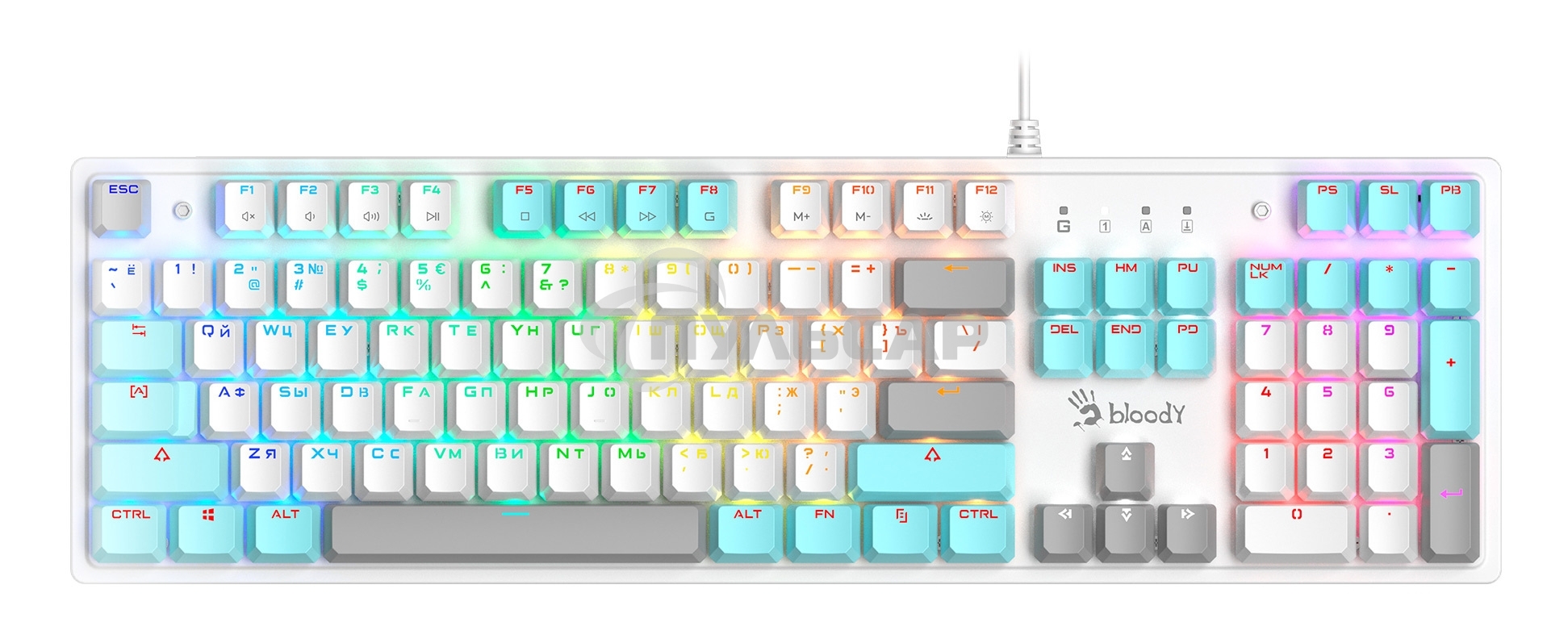 Клавиатура проводная A4Tech Bloody S510N USB белый