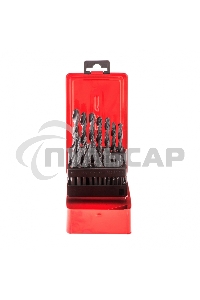 Набор сверл по металлу, 1-10 мм (через 0,5 мм, 3,2, 4,8 мм), HSS, 21шт, мет.бокс, цилин.хв. Sparta