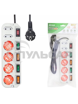 Сетевой фильтр Most ARG 3м (6 розеток) белый (пакет ПЭ)