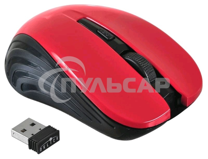 Мышь беспроводная Oklick 545MW черный/красный, 1600 dpi, радиоканал, USB, кнопки - 4