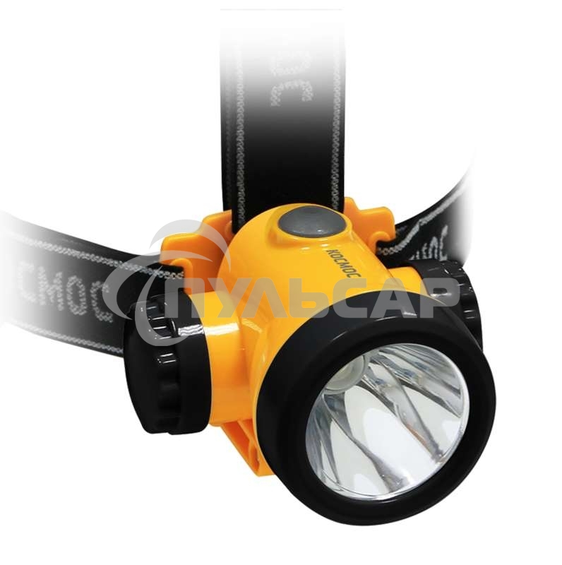 Фонарь светодиодный аккум. налобный Космос литиевый H3W 2 режима 3Вт LED 1.5А.ч зарядка от USB
