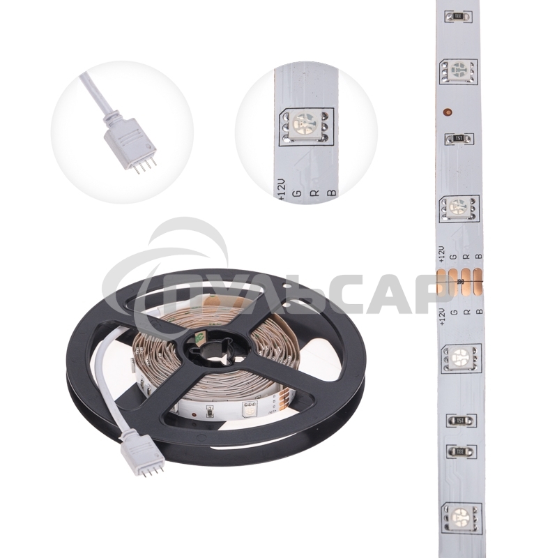 Лента светодиодная 3 м 12 В 3030 RGB IP23 30 LED/м для БП с клеммами LAMPER