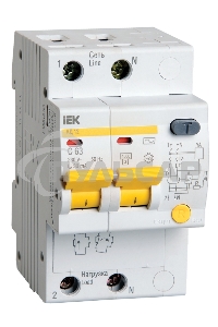 Выключатель автоматический дифференциального тока 2п C 6А 10мА тип AC 4.5кА АД-12 ИЭК MAD10-2-006-C-010