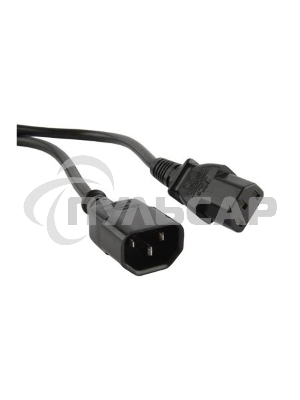 Кабель Hyperline PWC-IEC13-IEC14-1.0-BK Кабель питания монитор-компьютер IEC 320 C13 - IEC 320 C14 (3x0.75), 1 м