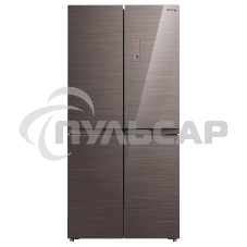 Холодильник Korting KNFM 81787 GM коричневый трехкамерный 303/153л морозилка сбоку, No Frost, Side by Side