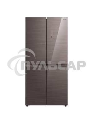Холодильник Korting KNFM 81787 GM коричневый трехкамерный 303/153л морозилка сбоку, No Frost, Side by Side