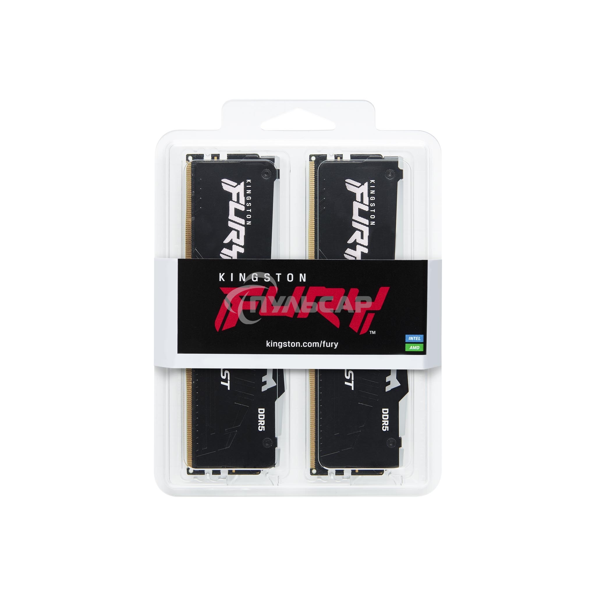 Оперативная память Kingston Fury Beast, DDR5, 16Gb (2x8Gb), 5600MHz, CL40, DIMM, с радиаторами, RGB, черный