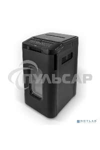 Шредер Heleos АП55-4 черный с автоподачей (секр.P-4) фрагменты 400лист. 55лтр. скрепки скобы пл.карты