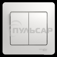 Выключатель 2-кл. СП Glossa 10А IP20 10AX в сборе белый SchE GSL000152