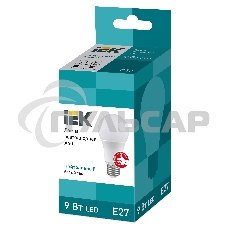 Лампа cветодиодная Iek LLE-A60-9-230-40-E27 ECO A60 шар 9Вт 230В 4000К E27 IEK