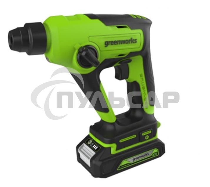 Перфоратор аккумуляторный бесщеточный GreenWorks GD24SDS1K2, 1,2 ДЖ, 24V, c АКБ 2А·ч и ЗУ, в сумке (3803107UA)