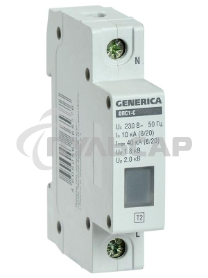 Ограничитель перенапряжения ОПС1-C 1Р 10/40кА 230В GENERICA IEK MOP20-1-C-G