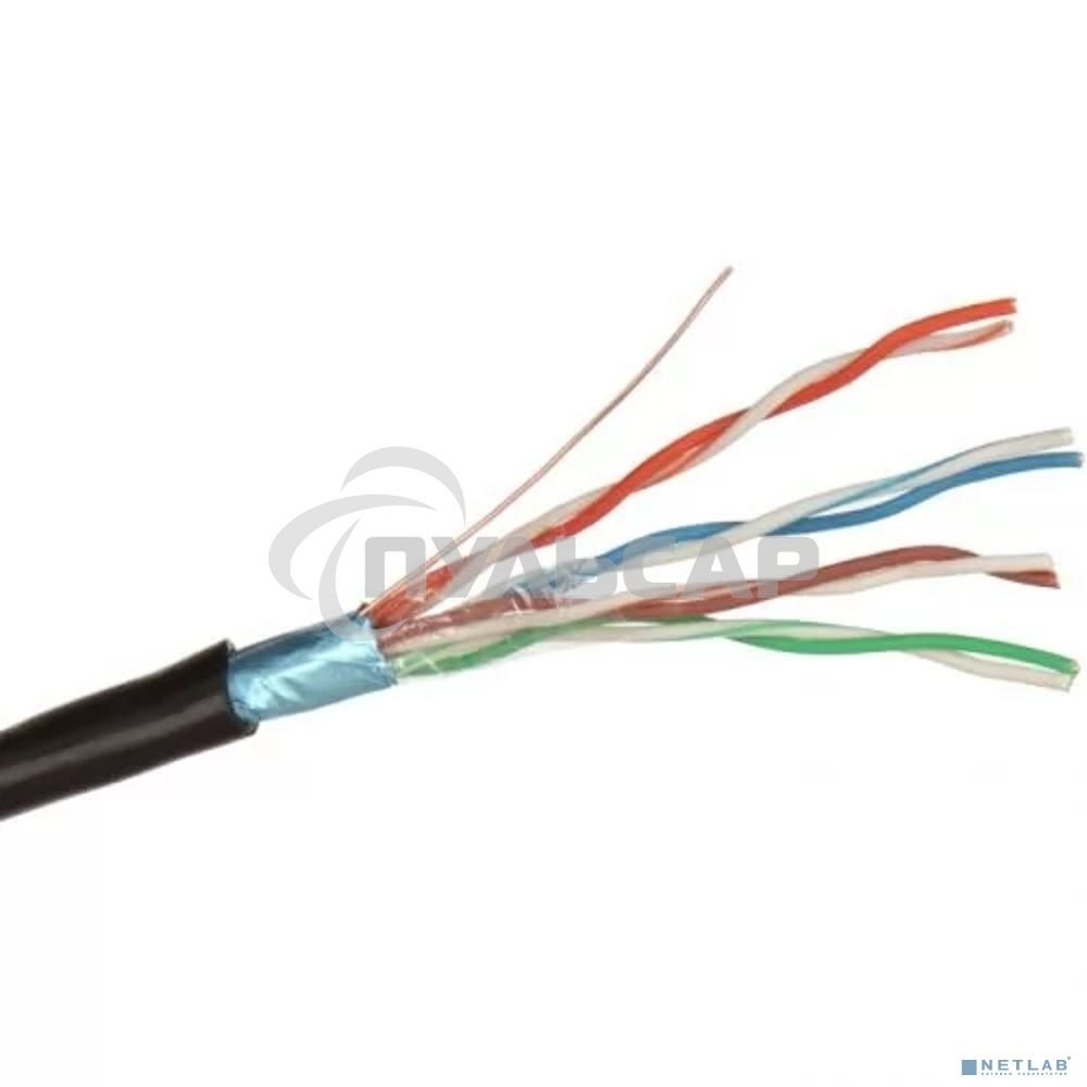 Кабель Exegate FTP 4 пары кат.5e, медь, экран, внешн. прокладка, без троса, бухта 305м, черный, PE