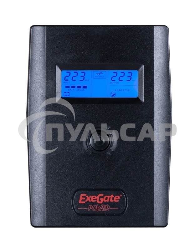 Источник бесперебойного питания ExeGate Power Smart ULB-800 LCD 800VA, черный, 2 евророзетки, USB