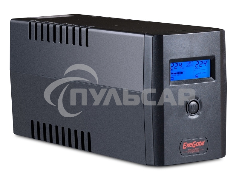 Источник бесперебойного питания ExeGate Power Smart ULB-800 LCD 800VA, черный, 2 евророзетки, USB