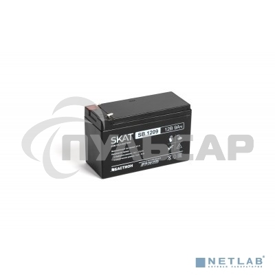 АКБ свинцово-кислотная SKAT SB 1209 тип AGM 12V 9А·ч I зар. 2,7 А (ножевые клеммы, гарантия - 18 месяцев) (2540)
